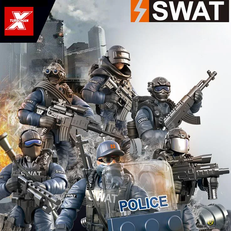 City Super Police Special Duty Bastisbrick Mega Building Block Swat Soldier Action Figures Arma Brick Toy For Boys Gift