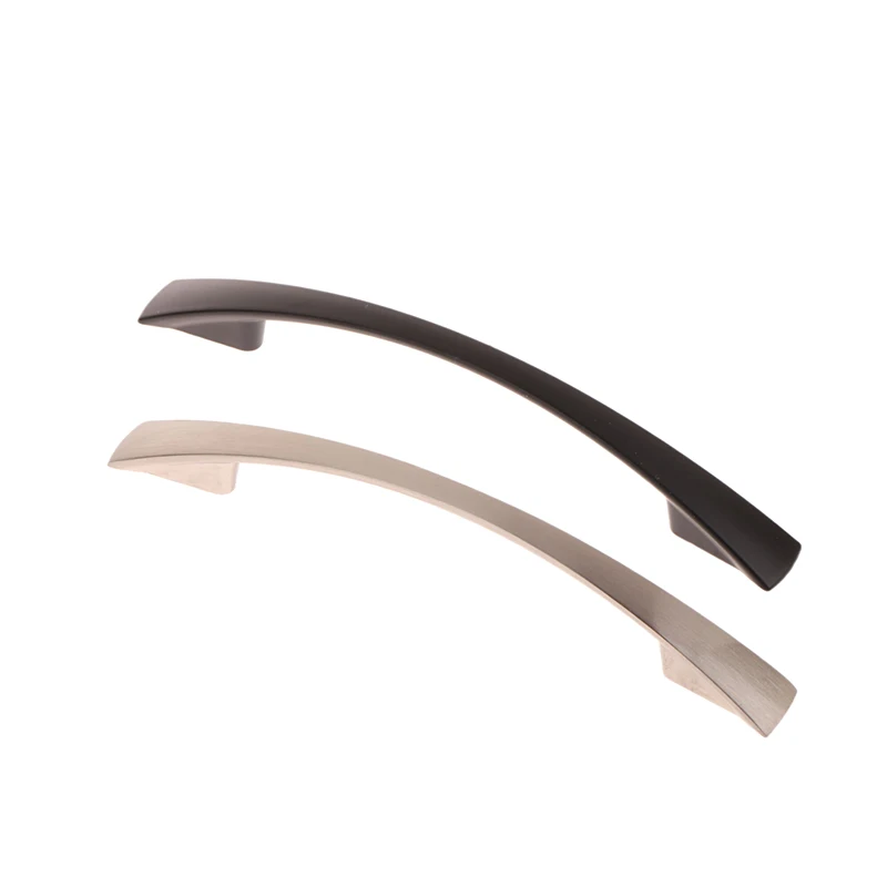 1 Set Aluminum alloy Furniture Curved Handle 96/128/160mm Kitchen Cabinet Solid Drawer Knobs Office Cupboard Door Wardrobe Pulls