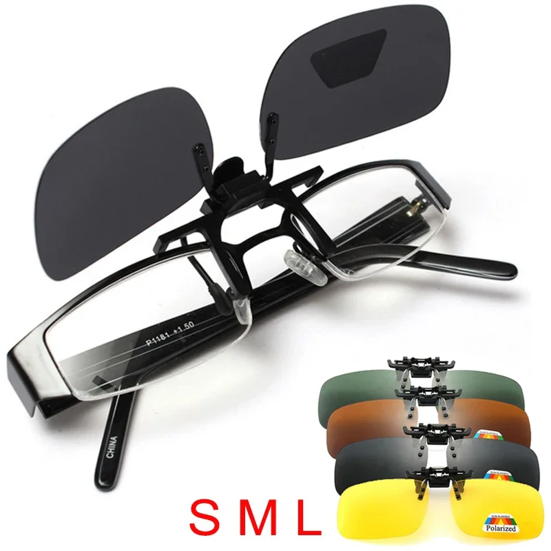 Fishing Pilot Night Driving Lens Glasses Clip on Polarized Sunglasses for Men Women Myopia Eyeglasses Square Sun Glasses