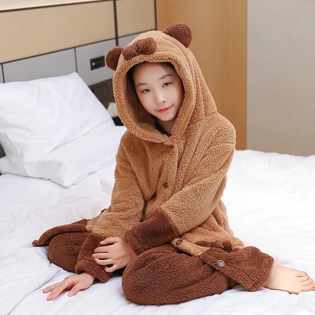 Combinaison En Peluche Capybara Pour Adultes, Ours Doux Animal Mignon, Pyjama D'hiver, Vêtements De Nuit En Velours Kawaii, Cosplay Imbibé, Cadeau Pour Filles