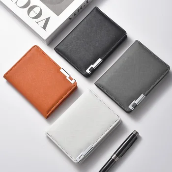Black Faux Leather Small Slim Business-Style Wallet - Multiple Card Slots, Credit Card and Driver's License Holder, Geometric In 6