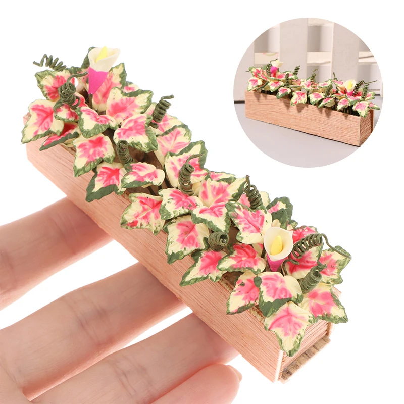 

1:12 Doll House Flowers Mini Potted Wall Decoration Flower Miniature Bonsai Garden Balcony Doll House Potted Plants