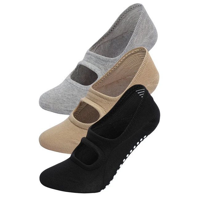 4 Pairs Women's Yoga Socks Non-Slip Backless Ballet Dance Floor Bandage Pilates Gym Workout Slipper Socks for Sport 2