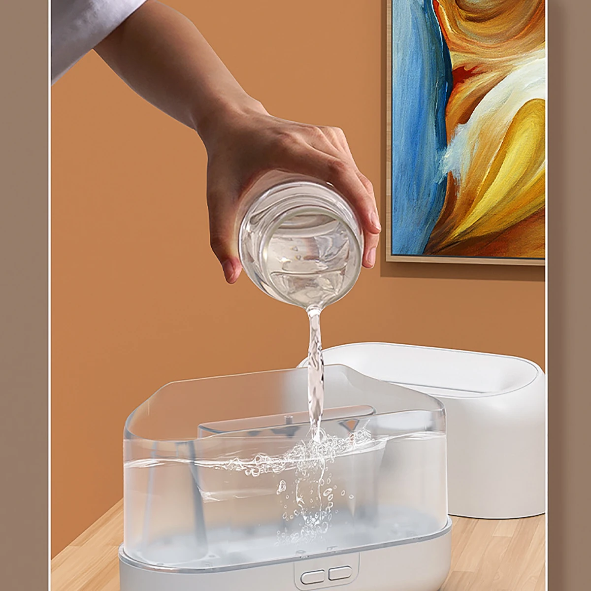 RGB Flame Aroma Diffuser Humidifier USB Desktop Simulation Night Light Aromatherapy Purifier Air for Bedroom With 7 Colors