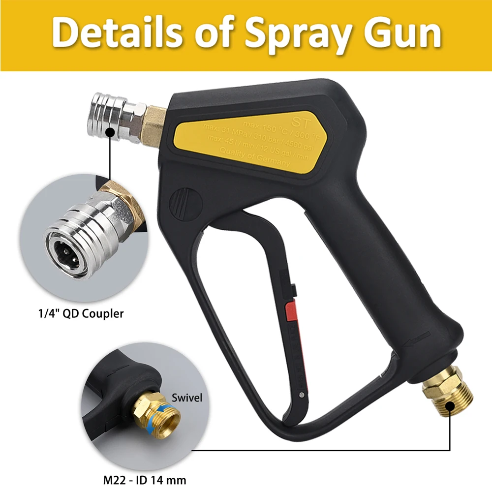 Pressure Washer Water Swivel Gun for Car Cleaning Hose Connector For Karcher Nilfisk Parkside Bosch Quick Connector 2