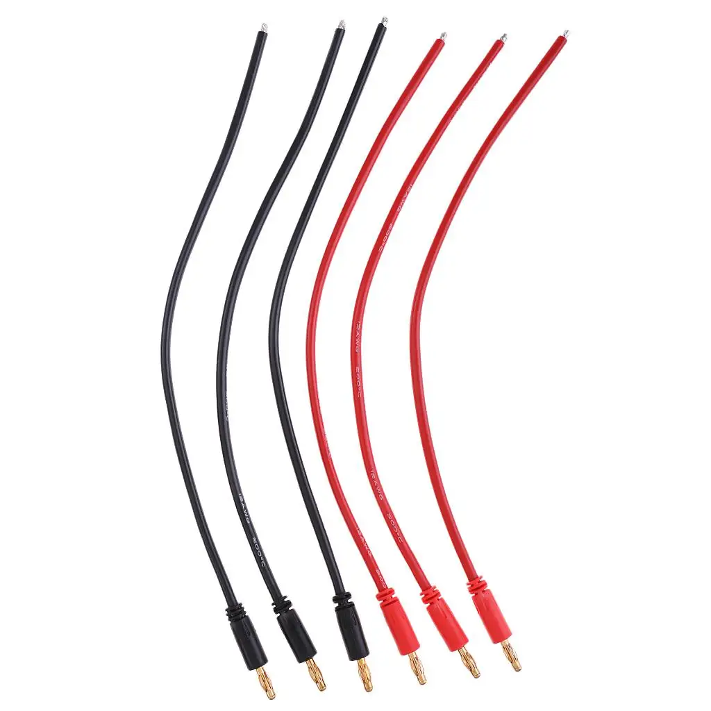 

3pcs Banana 4mm Charger Connector Plug 12AWG Wire Cable for B6 Charger