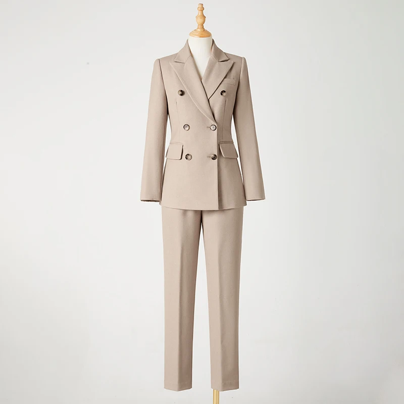 

2023 Fashion Spring and Autumn new double-breasted office blazer set