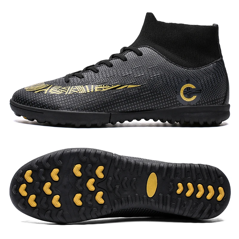 Chaussures De Football Polyvalentes Homme/garçon (AG/TF) : Crampons Noirs Pour L'entraînement, Taille UK
