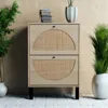Rattan Shoe Cabinet with Flip Drawers, Narrow Hidden Entrance Hallway Free Standing Shoe Rack for Heels, Slippers 6