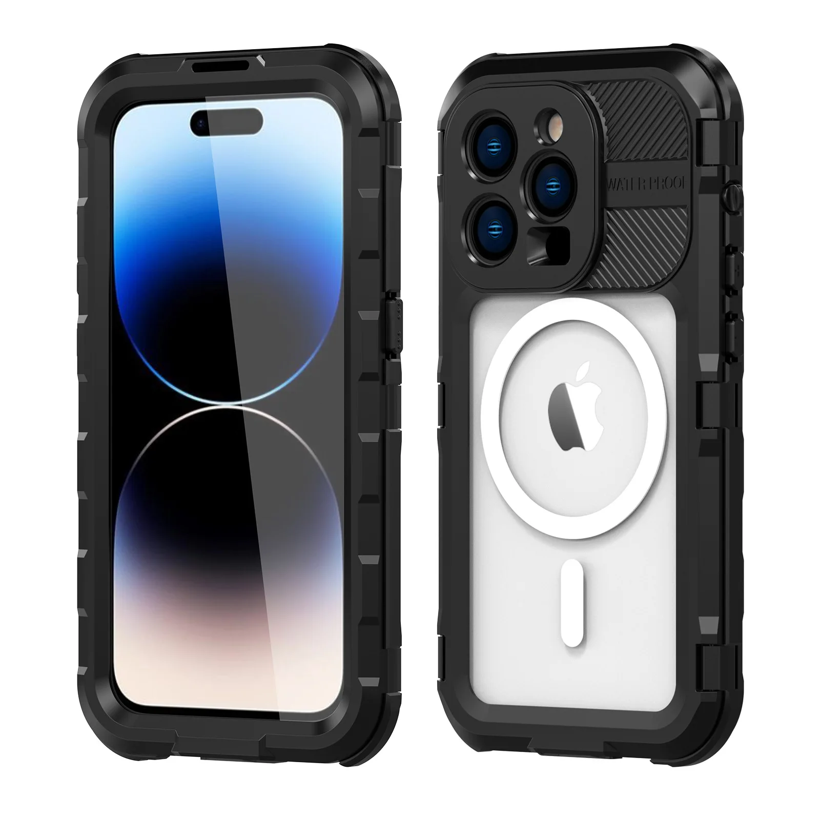 Heavy Duty Protection Armor Metal Phone Cases For Apple Iphone 15 14 Pro Max Fully Wrapped Silicagel Shockproof Cover Case