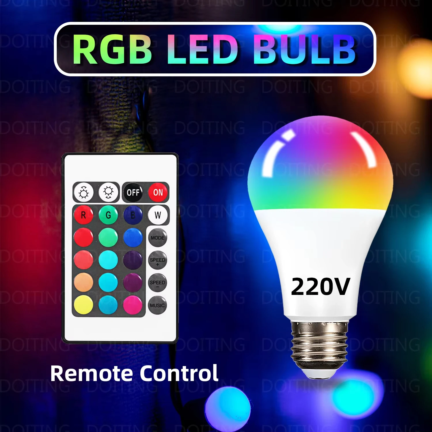 16 ألوان RGB لمبة E27 LED متعدد الألوان لمبة 220 فولت الإضاءة عكس الضوء 24 مفتاح التحكم عن بعد الذكية مصباح ضوء لتهيئة الجو المنزلية