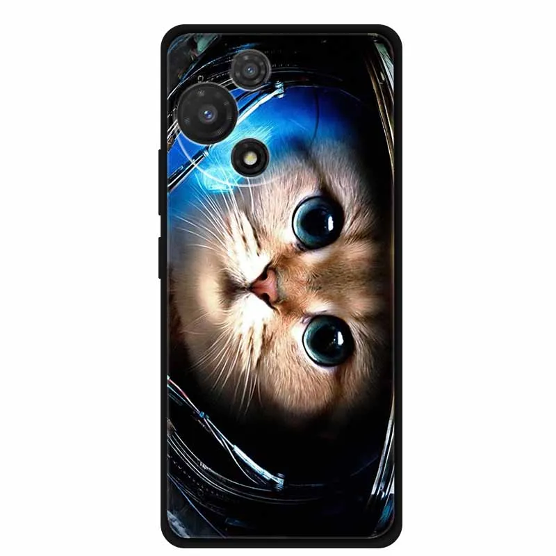Black Soft Silicone TPU Phone Case with Cool Wolf Design - Shockproof and Protective Cover