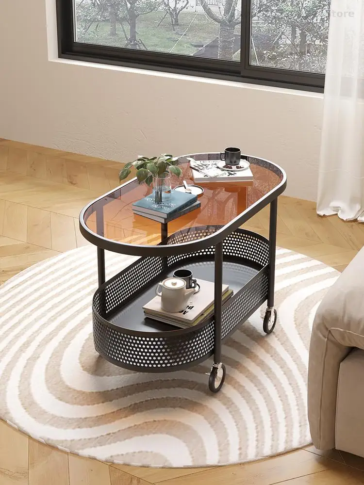 Movable Small Table Sofa Side Cabinet Living Room Small Coffee Table Side Corner Internet Popular Sofa Light
