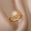 Bagues géométriques de luxe en Zircon pour femmes, en acier inoxydable, couleur or, anneau ouvert, tendance, fête de mariage, bijoux esthétiques, cadeau pour Femme