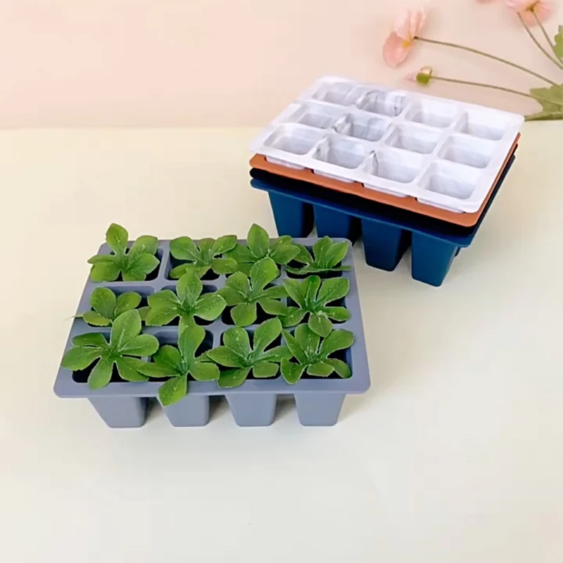 Reusable Seed Starting tray Germination Plant Nursery Seeding Starter Growing Trays Silicone with 12 Cells hydroponic germination tray,seedling box