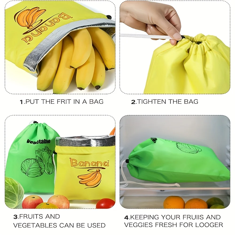 Premium Reusable Insulated Produce Storage Bags - Shockproof, Fresh-Keeping, and Lightweight