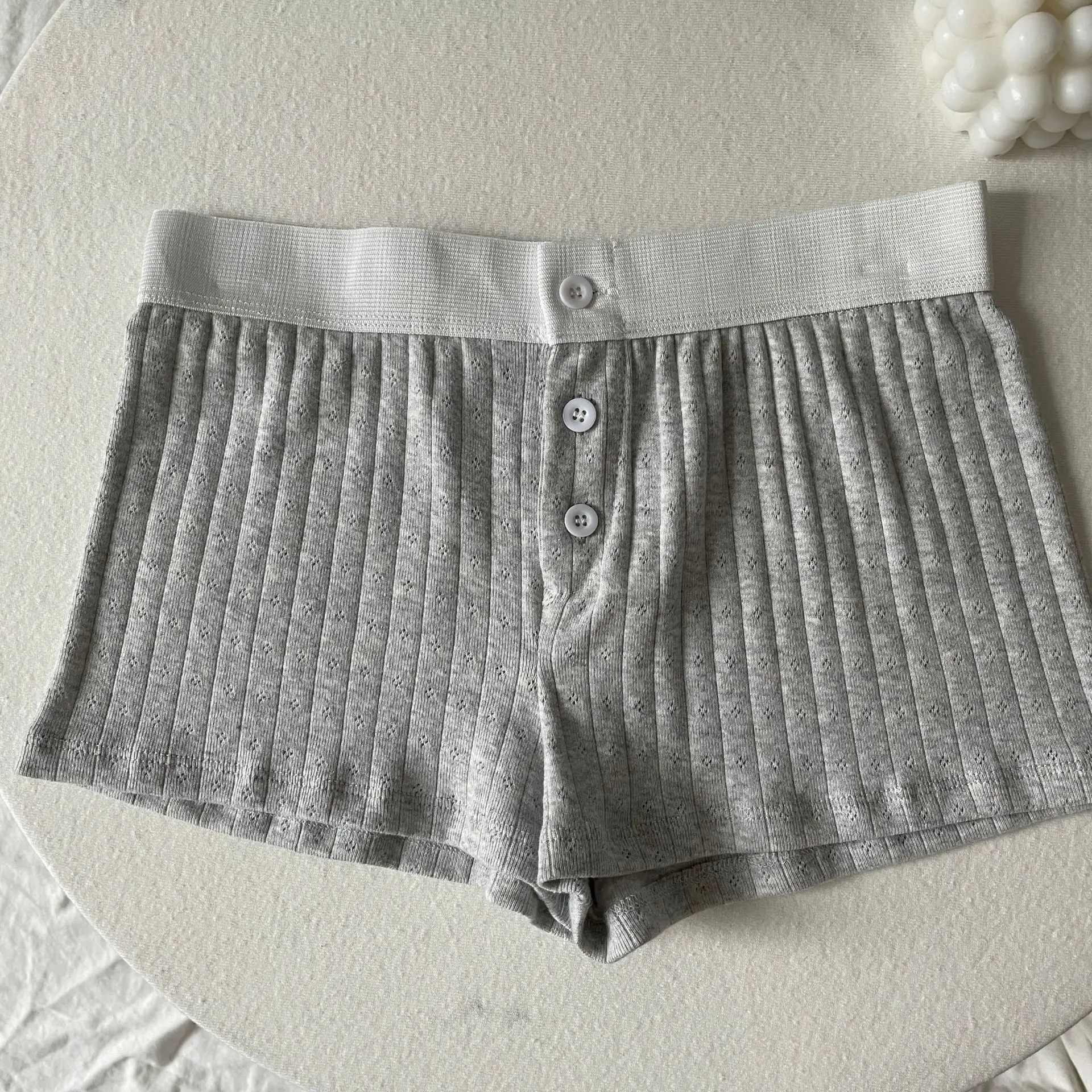 Eyelet gray shorts