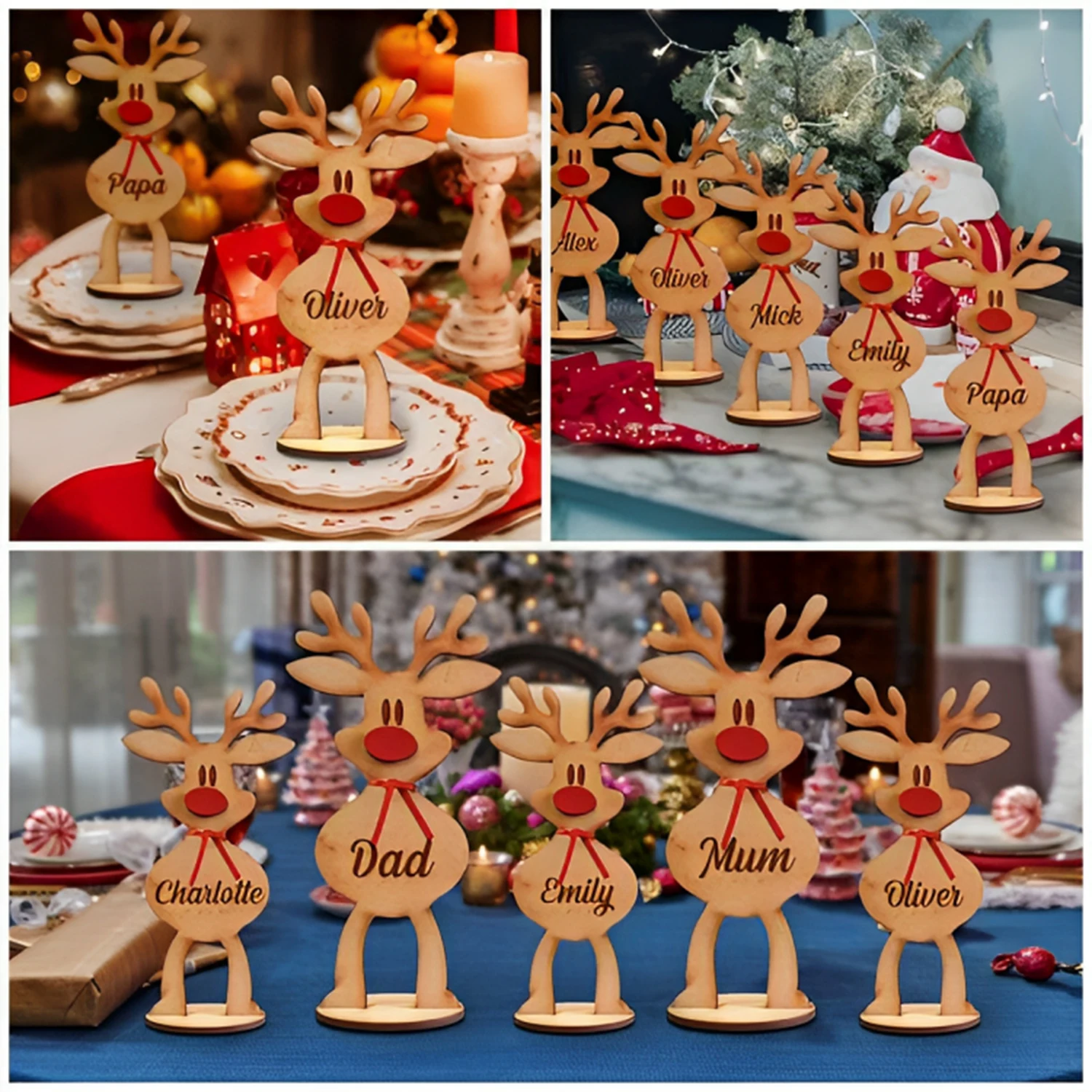 Personalized Custom Christmas Gifts Reindeer and Snowman Decor Xmas Ornaments for Family DecorationTable Setting Place Names - Image 6