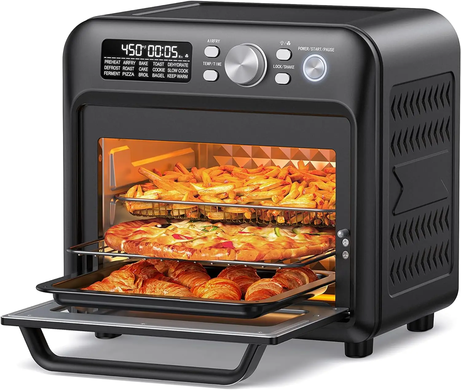 

RHÔNE Air Fryer Oven 19QT, Family-Sized Toaster Oven, Convection Oven with Child Lock, Fits 12-inch Pizza, 6-Slice Toast, Butto