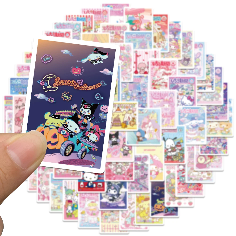 65/127pcs Sanrio Magazine Cover Mini Poster Stickers Hello Kitty Cinnamoroll Kuromi Melody DIY Fridge Phone Scrapbook Girl Decal hello kitty stickers