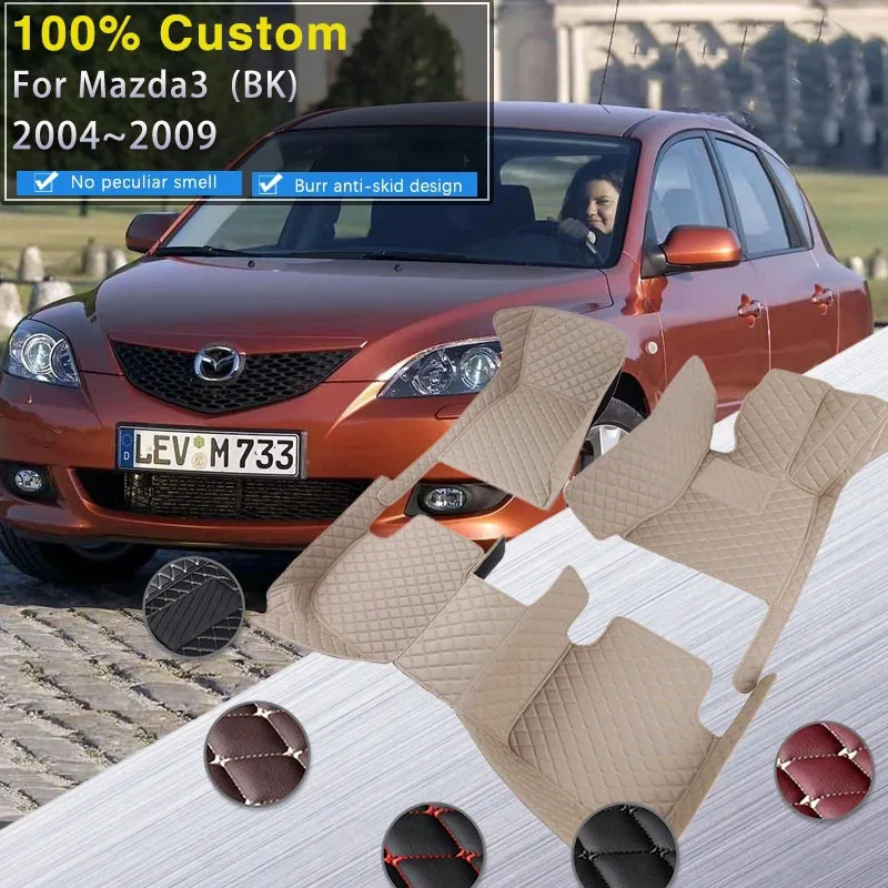 

Car Floor Mats For Mazda3 Mazda 3 BK 2004~2009 Auto Rugs Durable Waterproof Carpet Luxury Leather Mat Full Set Car Accessories