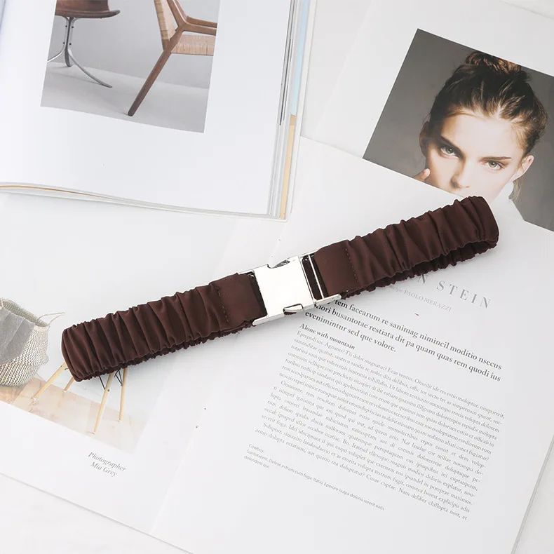 Female Elasticity Wide Waistband Fabric Belt for Women Metal Buckle Belt Shirt Suit Dress Clothing Accessories