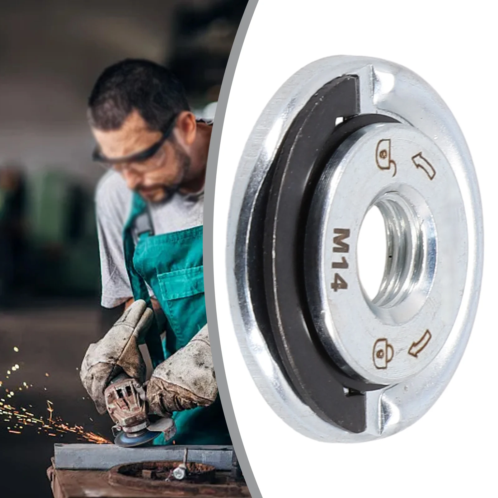 M14 SelfLocking Grinder Pressing Plate Flange Nut Improve Grinding Efficiency, Innovative Design, Easy to Install