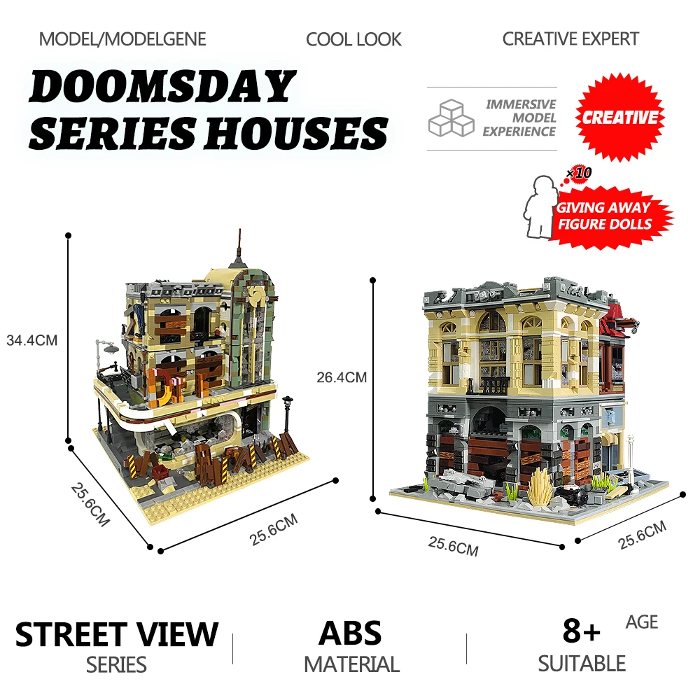 

MOC Ideas Doomsday Street View Series Brick Simulation City Architecture Houses Building Blocks Set Toys For kids Christmas Gifs