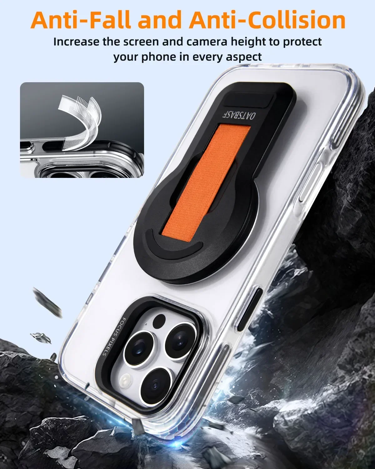 Eary Height Adjustable Phone Case for iPhone 16 Pro Max With 360°Rotatable Holder Stand Booster Shockproof Back Cover Shells