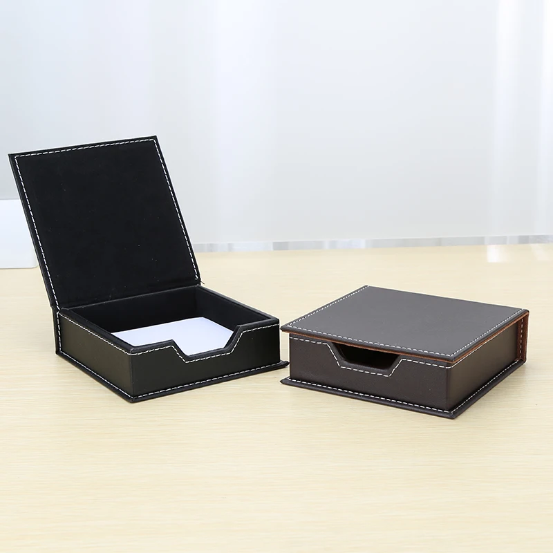 Modern Office Desk Stationery Organizer Set PU Leather Napkin Box Pen Holder Mouse Pad Square Memo Paper Box