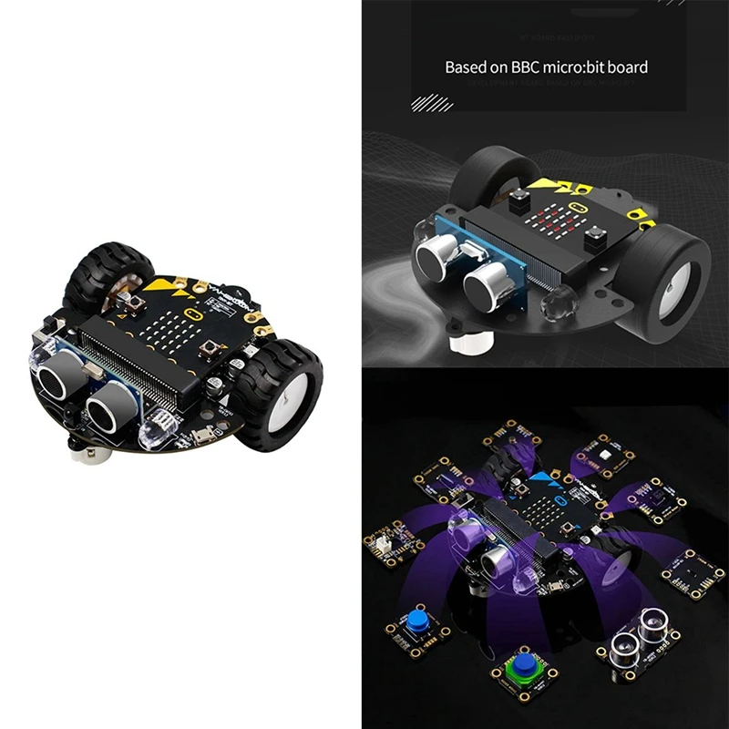 Robot Programmable Robotic Kit Based On BBC Microbit V2 And V1 For STEM Coding Education With Chargeable Battery-A37R