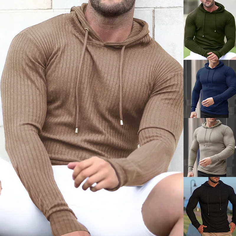 

Spring Autumn Men's Outdoor Training Pullover Europe And The United States Gym Fitness Running Hooded Long-Sleeved Shirt