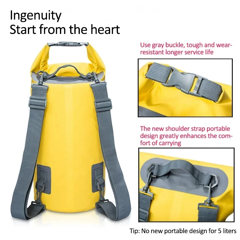 PVC Waterproof Dry Bag Double Shoulder Outdoor Sport Bag for Trekking Floating Sailing Canoing Boating Swimming Storage Backpack 4