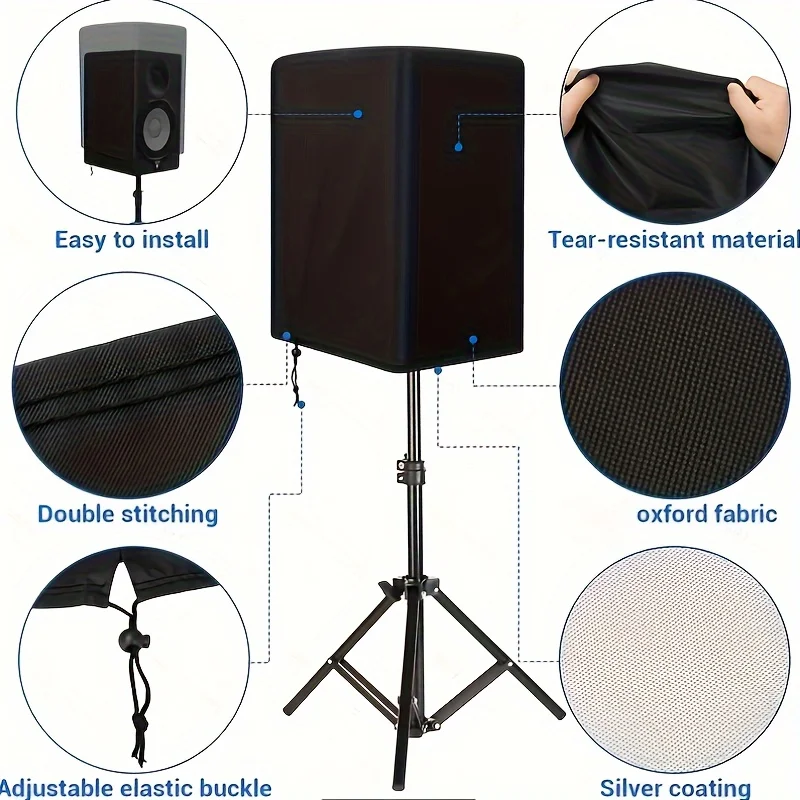 Waterproof & UV-Protected Outdoor Speaker Cover - Dustproof Polyester, Black, Ideal for Live Sound & Lighting Equipment 3