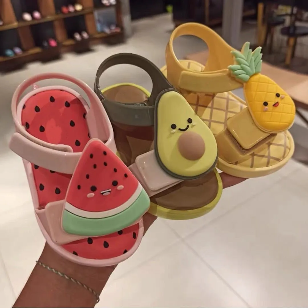 

2023 Newest Kids Summer Jelly Sandals Children Fashion Watermelon Straberry Pinapple Avocado jelly Princess Beach Shoes HMI042