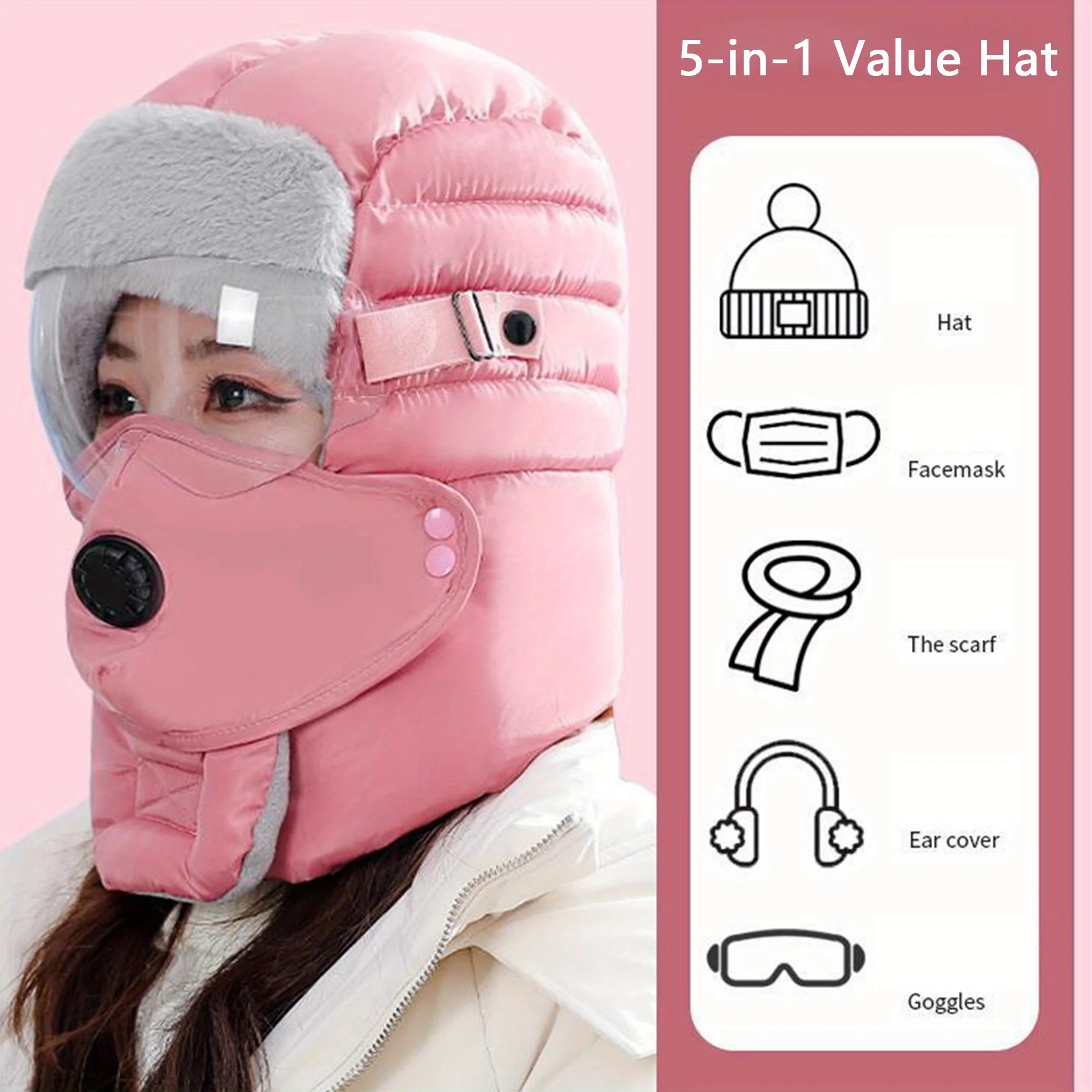 Winter Warm Head Cover Windproof Thickened Ear Protection Neck Cover Goggles Hat Unisex Thermal Outdoor Motocycle Hooded Hat