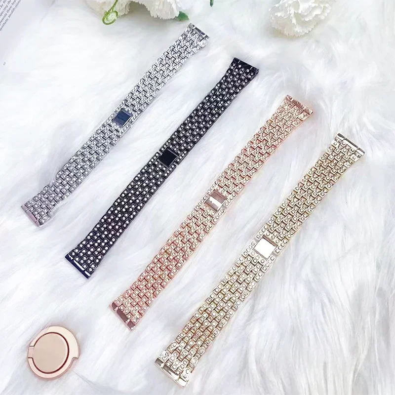 Elegant Stainless Steel Diamond Watchband - 22mm Women's Strap Bracelet