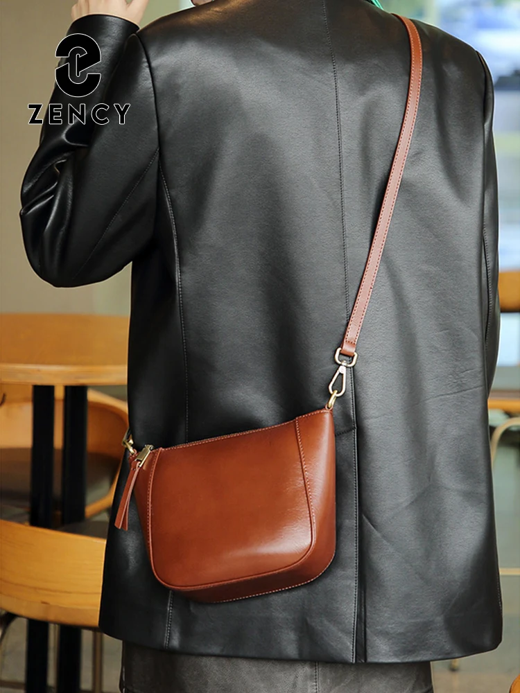 Zency Genuine Leather Small Handbag Crossbody for Ladies Retro Phone Purse Women's Shoulder Messenger Bags