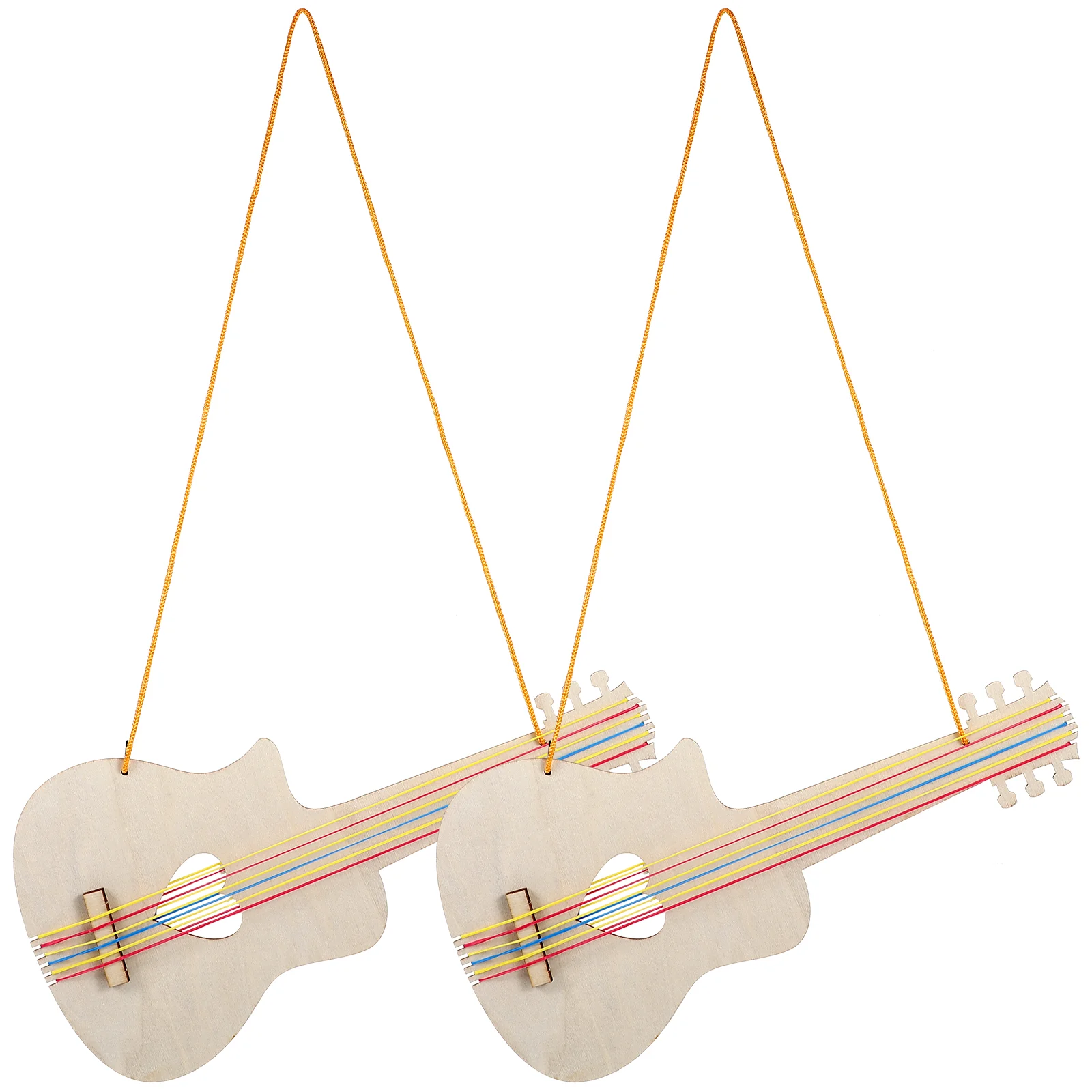 

2pcs Kids DIY Guitar Toy Wooden Unfinished Guitar Toy Plaything Graffiti Painting Guitar Toys