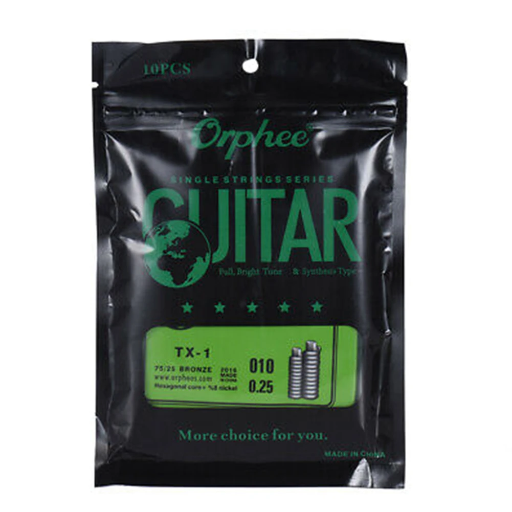 10 Stück Orphee Einzelsaiten für Akustikgitarre, 1. E-Saite (.010), Einzelsaite, Ersatz für Gitarrenzubehör, hochwertige Saiten – Detail 5