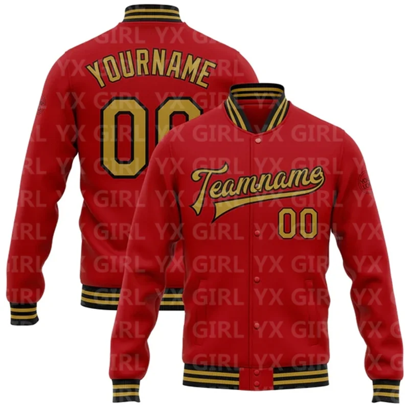 Custom Red Aqua-White Bomber Full-Snap Varsity Letterman Jacket 3D Printed Baseball Button Jacket