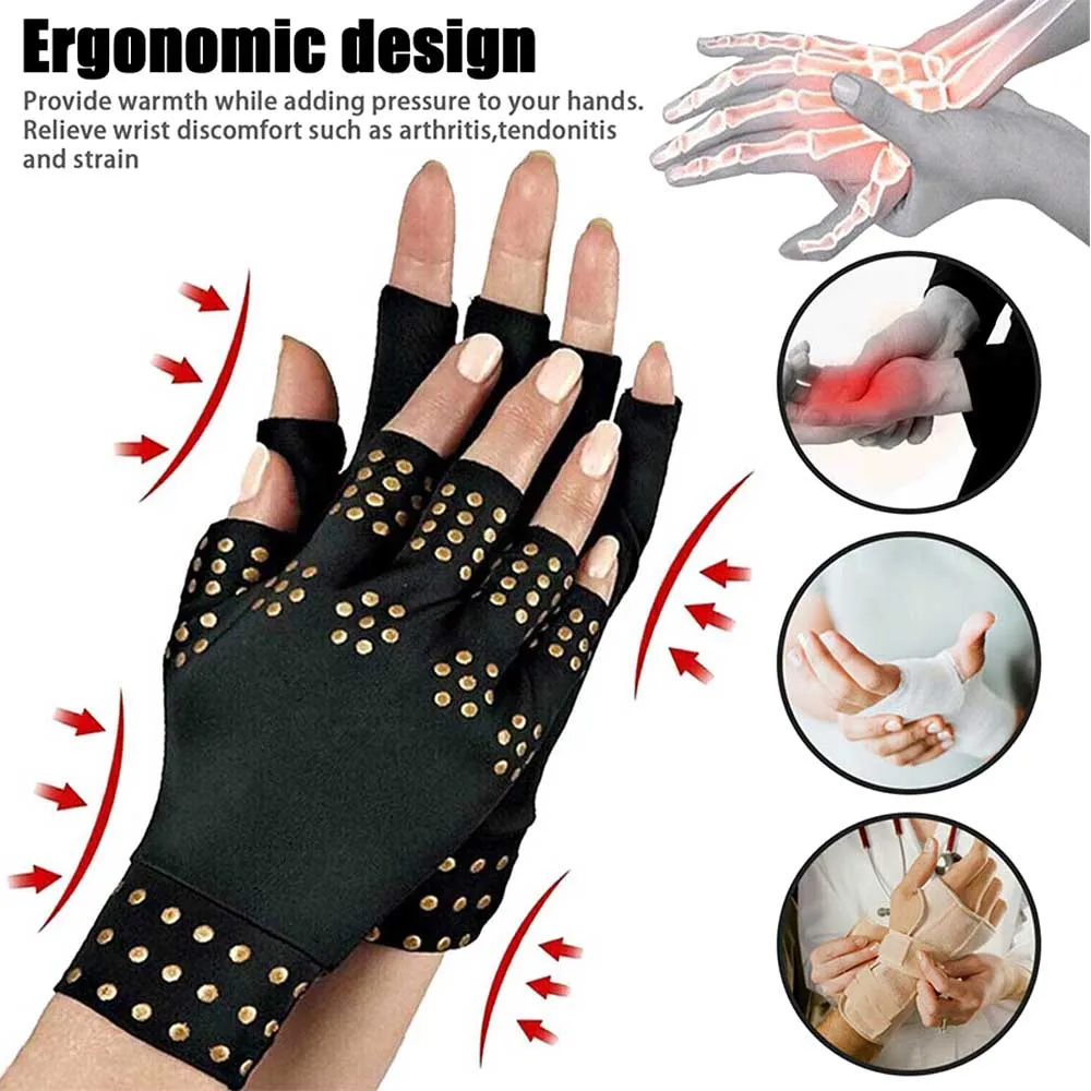 Compression Gloves 1Pair Magnetic Anti Arthritis Health Therapy Hand Wrist Brace Corrector