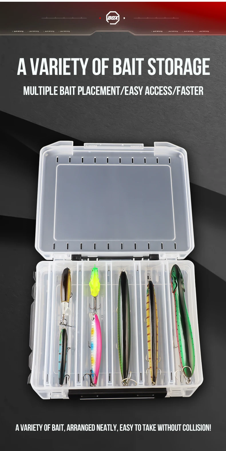 Description Picture 6 of itemTAIYU 10/14/18 Compartment Double Sided Large Fishing Tackle Box for Storage Big baits Sea Fishing Lure High Quality Fishing Box