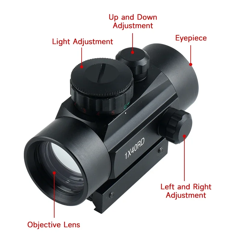 Tactical Reflex Red Dot Laser Scope Adjustable Brightness Reflex Light Fit 20mm Weaver Rail for Hunting Firearms & Airsoft red dot sight rifle scope