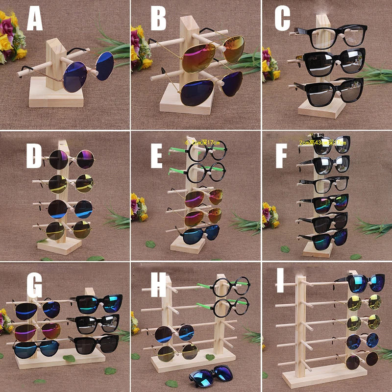 New Sun Glasses Eyeglasses Wood Display Stands Shelf Glasses Display Show Stand Holder Rack 9 Sizes Options Natural Material