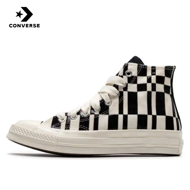 thumbnail image 1 of Zapatillas de lona Converse Chuck 70 de caña alta, antideslizantes y resistentes al desgaste, para hombre y mujer, en blanco y negro, 1 of 4