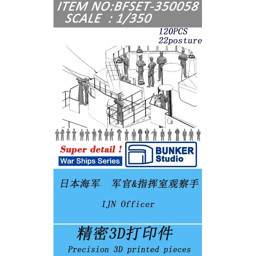 벙커 350058 1/350 스케일 IJN 장교용 정밀 3D 프린팅 부품(120개)