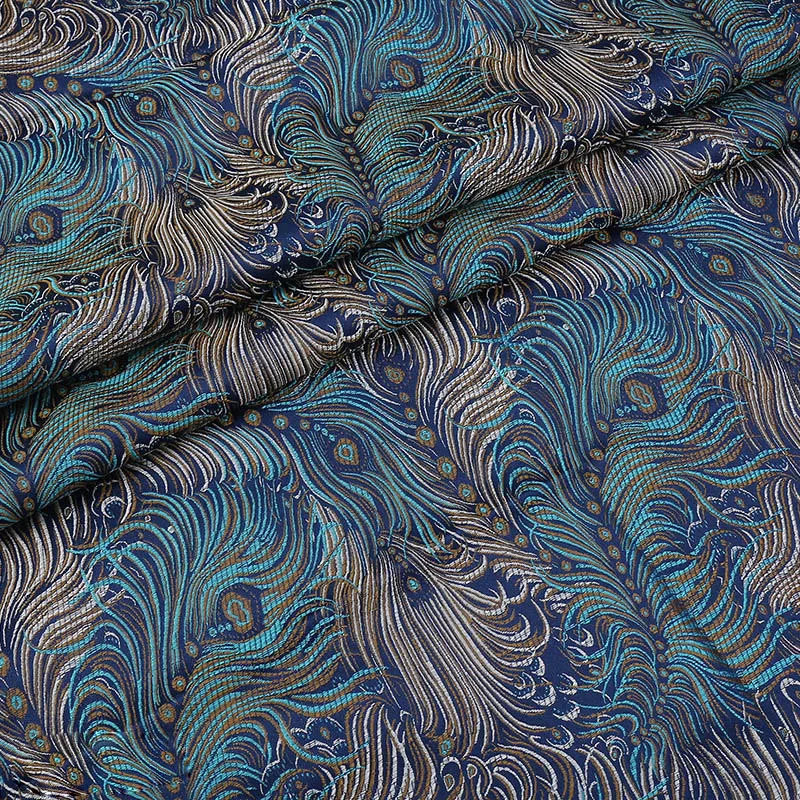 150cm Phoenix Feather Brocade Silk Fabric Damask Jacquard Apparel Costume Upholstery Furnishing Curtain Material cushion fabric