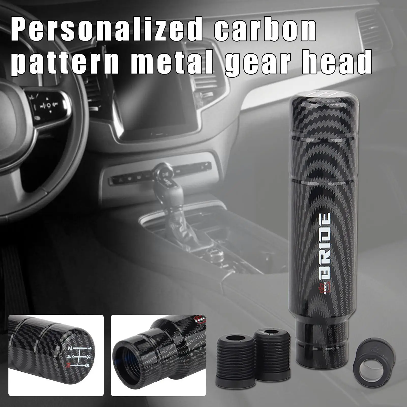 

Car Gear Shift Knob Aluminum Carbon Style 13cm Universal Shiftknob Transmission Manual Gearshift Sport Car Gearstick Racing E8Z5