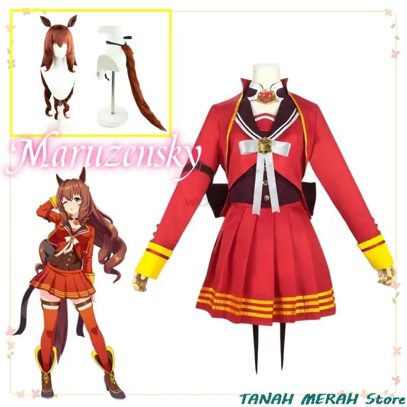 

Maruzensky Umamusume Pretty Derby Cosplay Costume Wig Tail Adult Women Outfit Dress Uniform Cosplay Suit Costume Halloween Win